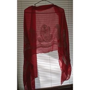 Embroidered Red Scarf